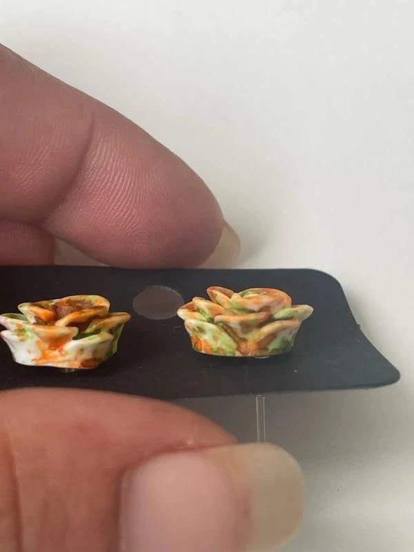 Large orange and green rose earrings – photo 2